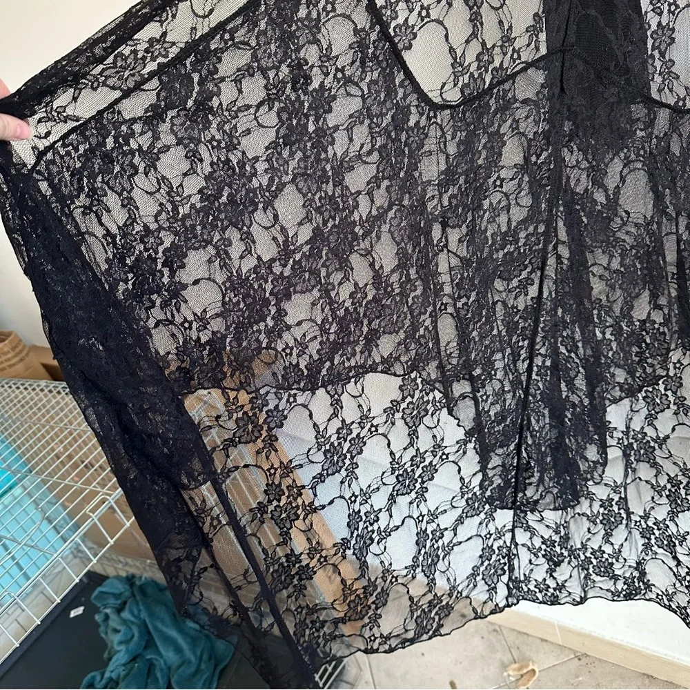 Vintage Ethos Duster Black Lace Floral Whimsigoth Goth Fairy Mesh Flare Sleeve - Picture 4 of 15